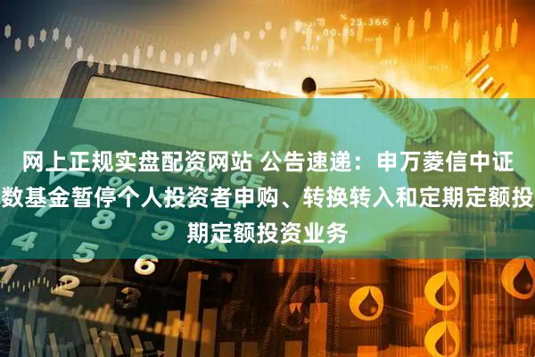 网上正规实盘配资网站 公告速递：申万菱信中证红利指数基金暂停个人投资者申购、转换转入和定期定额投资业务